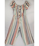 Blush Jumpsuit Womens Large Multi Color Striped Off The Shoulder Wide Leg - £19.35 GBP