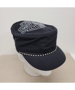 HARLEY-DAVIDSON Womens Black Rhinestone Logo Pageboy Hat New W/ Tags Adj... - $19.25