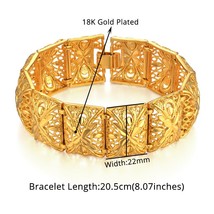 Wide Bracelet 22mm Gold Color Chain Link Chunky Bracelets &amp; Bangles for Women Vi - £18.15 GBP