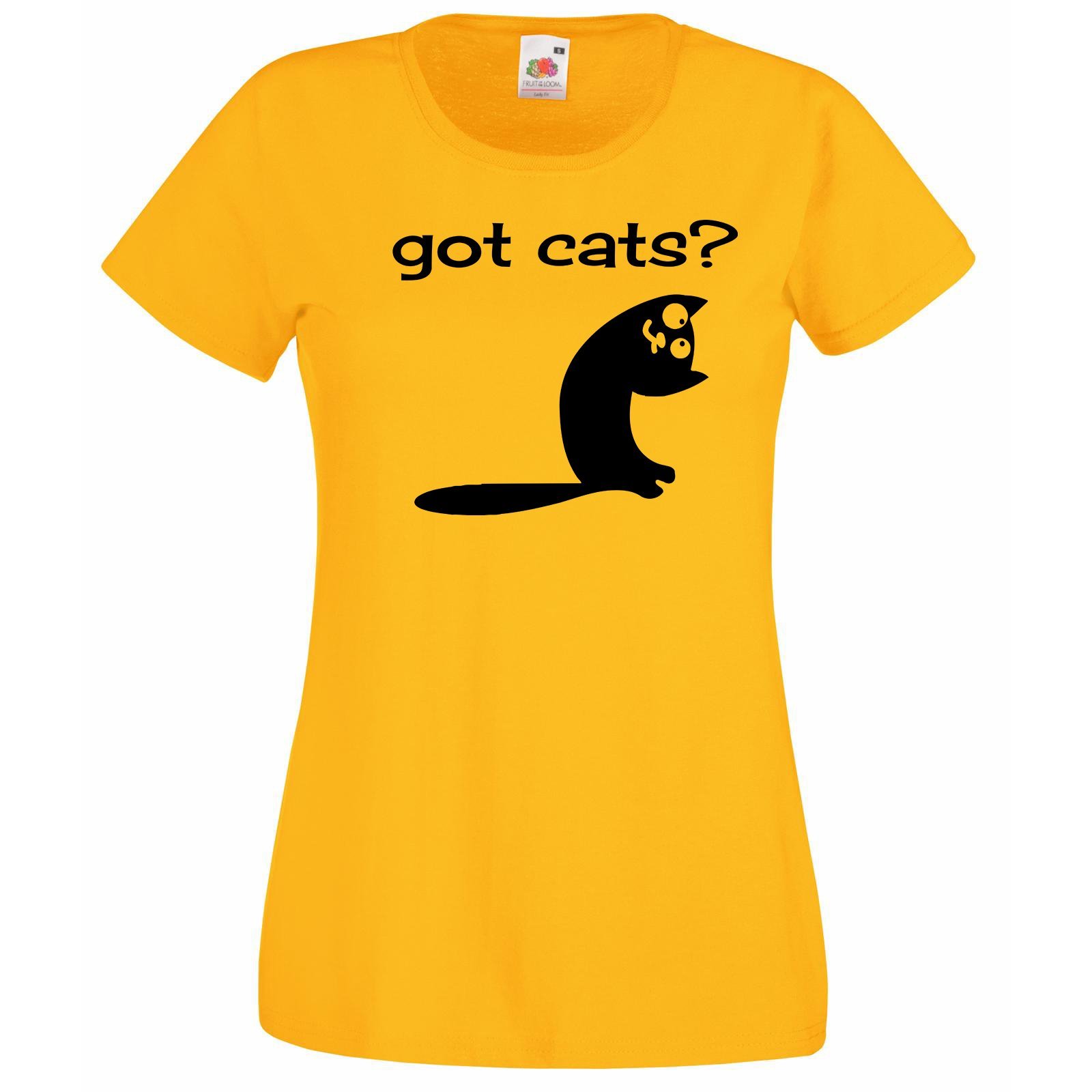 Womens T-Shirt Cute Cat Quote Got Cats?, Funny Kitty TShirt, Smiling Cat Shirt - £19.37 GBP