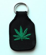 Pot Leaf Bud Embroidered Key Ring Keychain Chain 1.75 X 2.75 Inches - £4.23 GBP