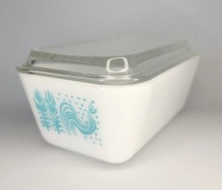 Vintage Pyrex Amish Butterprint #502 Refrigerator Dish Turquoise 1.5 Pint w/ Lid - £31.44 GBP