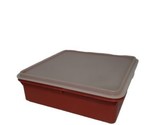 Vtg Tupperware Snack Keeper Square 9x9x2.5&quot; Paprika 514, Sheer Lid 515 - £11.53 GBP