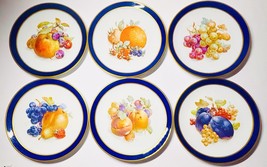 (6) ECHT COBALT BLUE INGLASUR &#39;Bountiful&#39; Salad Plates Gold Trim Germany... - $59.40