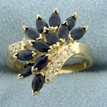 3ct TW Sapphire and Diamond Ring in 10K Yellow Gold - £531.57 GBP