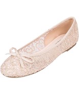 Feversole Nude Floral Crochet Ballet Flat Shoes Size 9 - £16.73 GBP