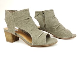 Not Rated Anna Brown Fabric Canvas Sandal Bootie Heels Size 7.5 - £15.94 GBP