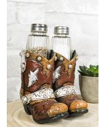Rustic Western Silver Conchos Cowboy Boots With Spur Salt Pepper Shakers... - $602.14 MXN