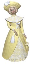 VTG 1980’s Ceramic 8.5” Lady Figurine Beautiful with yellow white dress Detailed - £19.36 GBP
