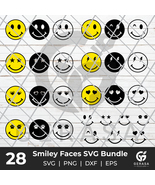 Smiley Faces SVG Bundle, Funny Smile SVG, Happy Face SVG, Instant Download - $1.99