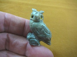 (Y-BIR-OW-22) Baby Horned Owl Gray Tan Carving Soapstone Peru I Love Little Owls - £6.82 GBP