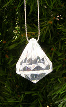 CLEAR ACRYLIC DIAMOND SHAPED FACETED CHRISTMAS TREE ORNAMENT - $4.88
