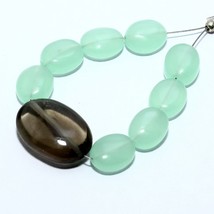 Natural Smoky Quartz Smooth Oval Onyx Beads Loose Gemstone Making Jewelry - £5.46 GBP