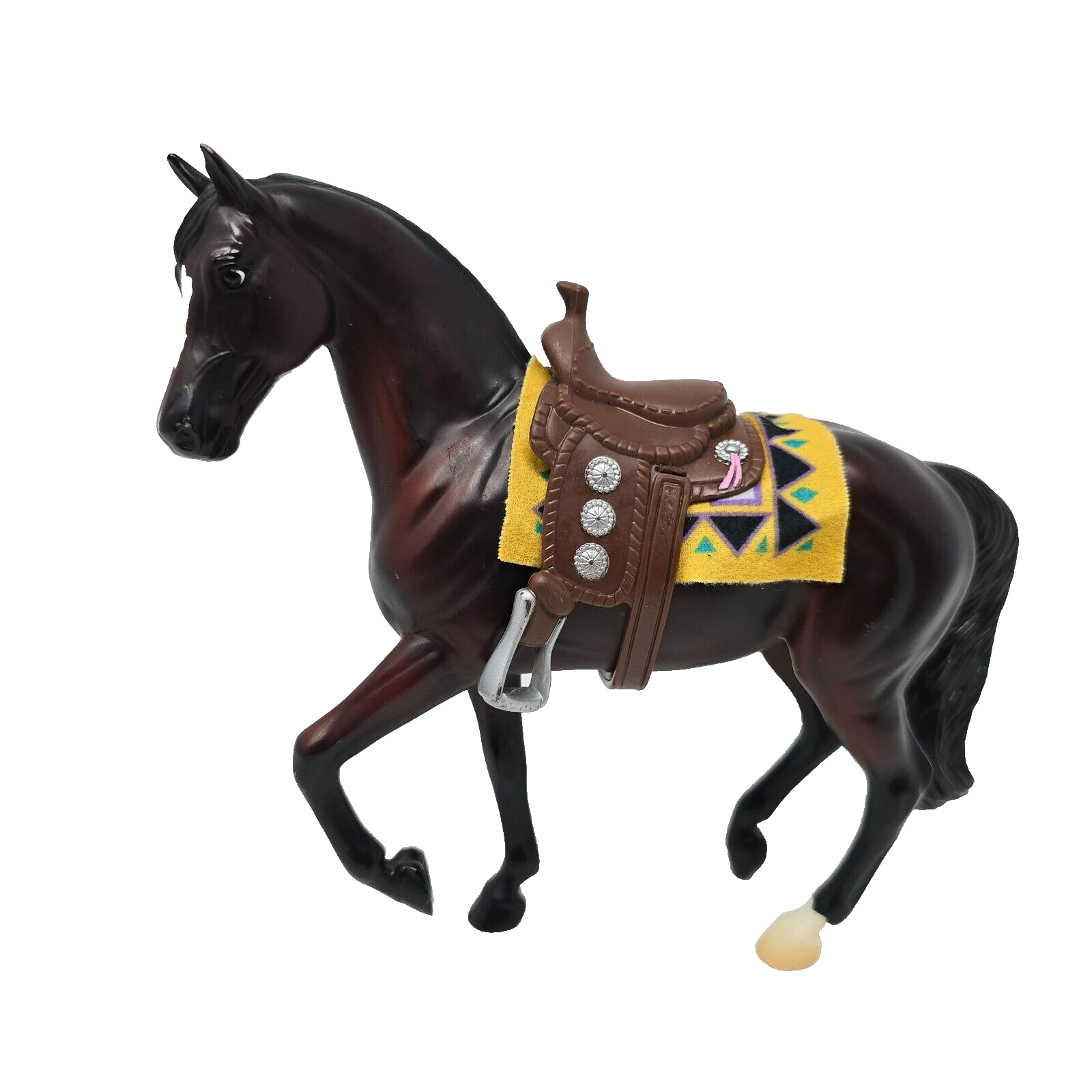 Classic Breyer Reeves Dark Brown Black White Breyer Horse Figurine w/ Saddle - £25.80 GBP