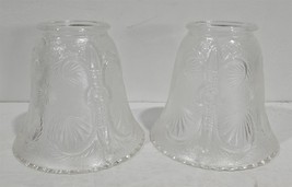 2 Vtg (1 Pair) Fleur de Lis Pressed Glass Chandelier Sconce Lamp Light Shades - $28.71