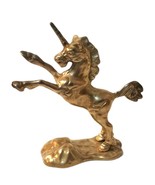 Brass Unicorn Figurine Mounted on Cloud Shaped Rounded Base - $22.56