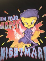 RARE VTG 2001 I&#39;M YOUR  WORST  NIGHTMARE LOONEY TUNES TWEETY T-SHIRT  SI... - £54.26 GBP