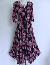 Jaase Boho Tulip Floral Dress M Elastic Smocked Button Down Tassel Cotta... - $59.99