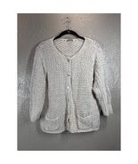 J Jill Oatmeal Linen Blend Cardigan Sweater Mother Pearl Button Open Kni... - $32.95