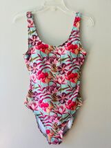 Nicole Miller Sz M Floral Padded One Piece Swimsuit Mint Green Stretch - $51.60 CAD