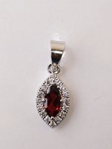 Natural Red garnet with zircon Pendant in 925 Sterling Silver - £45.63 GBP