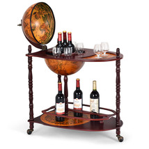 Costway Wood Globe Wine Bar Stand 34&quot; H 16th Century Italian Rack Bottle... - $274.07