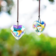 H&amp;D HYALINE &amp; DORA 2PCS 50mm Suncatcher Crystal Heart Prisms Hanging for... - $15.59
