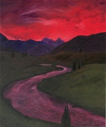 Sunset Oil Painting, River, Dusk - &quot;Painted River&quot; (18&quot;x24&quot;) - £117.99 GBP