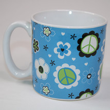 Burton And Burton Peaceful Posies Coffee Mug Or Tea Cup Blue Green And White Mug - $9.28