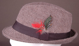 Men&#39;s Fedora -Wool / Polyester Blend-Size S/M-Hat Band Feather-Grey - $18.69