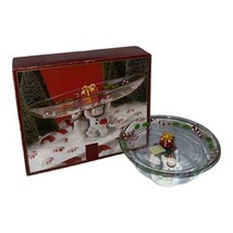 Gorham 1831 Christmas Winter Follies Snowman Trio Pedestal Serving Platter 9&quot; - $14.84