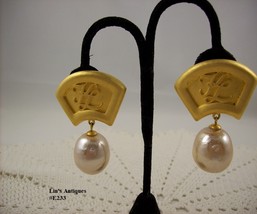 Rare Karl Lagerfeld Vintage Baroque Pearl Clip Earrings (#E233) - $425.00