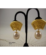 Rare Karl Lagerfeld Vintage Baroque Pearl Clip Earrings (#E233) - $425.00