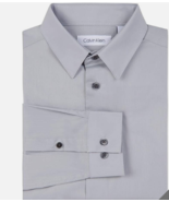 Calvin Klein Boys&#39; Long Sleeve Slim Fit Dress Shirt Size 8 Silver Gray NWT - £15.71 GBP