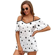 Mondxflaur Stars T Shirts for Women Short Sleeve Spaghetti Strap Top Clo... - $22.99
