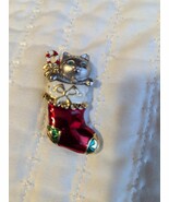 Cat In Christmas Stocking Brooch - $10.82 CAD
