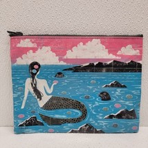 Blue Q Zipper Pouch Bag Mermaid Beach Ocean Seals 7&quot; x 9&quot; Recycled Material - £11.63 GBP