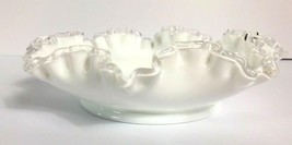 Vintage Fenton Silver Crest Milk Glass Ruffled Bowl Dish 8 1/2  No Pedestal - £28.12 GBP