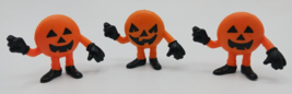 Miniature Rubber Happy Face Jack O Lantern 2.25&quot; Figure Cake Toppers Set of 3 - £7.88 GBP