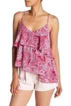 Parker Ruffle Top Pink Paisley Print Strappy Layered Tank Top SZ L NWT $248 - £61.18 GBP