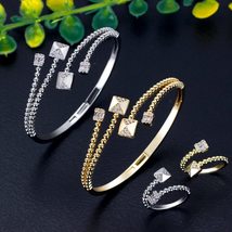 luxury Unique African Bangle Ring Set Jewelry Sets For Women Wedding Cubic Zirco - £24.58 GBP