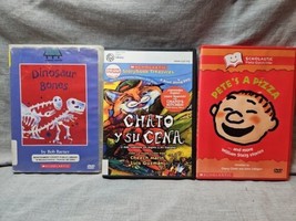 Lot of 3 Scholastic DVDs: Dinosaur Bones, Chato Y Su Cena, Pete&#39;s a Pizza - £15.14 GBP