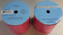 N) 2 Casa Collection Spools Fuchsia Pink Double Face Satin Ribbon 3&quot; x 3 yards - £3.15 GBP