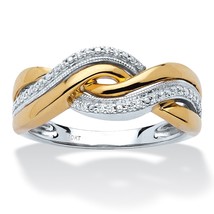 Womens 10K Gold Diamond Accent Band Wedding Crossover Ring Size 6 7 8 9 10 - £550.83 GBP