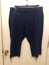 Lands End Womens Plus SZ 2X Navy Blue Starfish Crop Pull On Elastic Waist Pants - $13.85