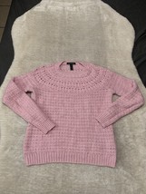 LAUREN RALPH LAUREN Pointelle Knit Crewneck Pink XL Pullover Alpaca/acrylic - £20.66 GBP