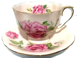 Aynsley Large Pink Cabbage Rose Bone China Pink Tea Cup Teacup and Saucer - £58.80 GBP