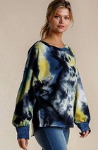 New UMGEE S Navy Tie Dye Twisted Neck LS oversized cotton knit top LAST ONE - £16.38 GBP