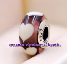 925 Sterling Silver Handmade Glass Violet Love White Heart Murano Glass ... - €4,31 EUR