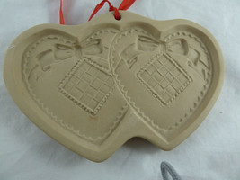 Vintage Brown Bag Cookie Art paper Press Double Hearts Quilted Look - $10.88